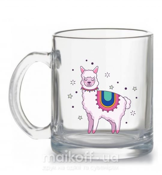 Чашка стеклянная Alpaca stars Прозрачный фото