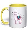 Чашка с цветной ручкой Alpaca stars Лимонный фото