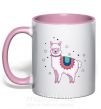 Чашка с цветной ручкой Alpaca stars Нежно розовый фото