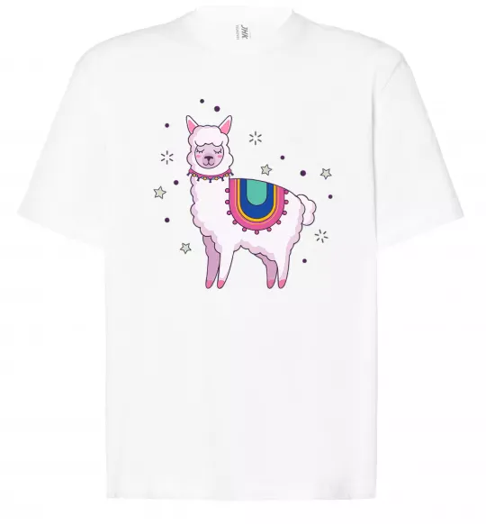 Футболка Оверсайз Alpaca stars Білий фото