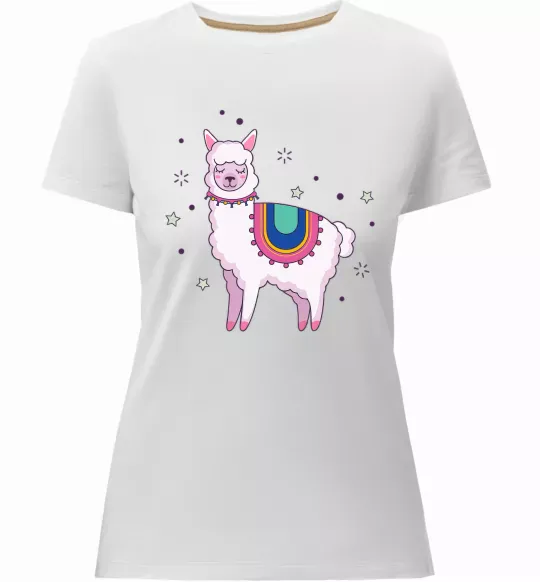 Женская премиум футболка Alpaca stars Белый фото