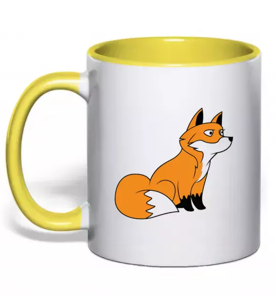 Чашка с цветной ручкой Лисичка Солнечно желтый фото
