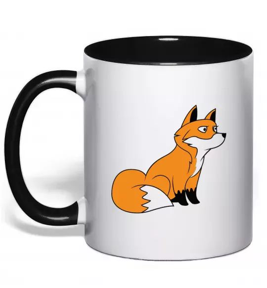 Чашка с цветной ручкой Лисичка Черный фото