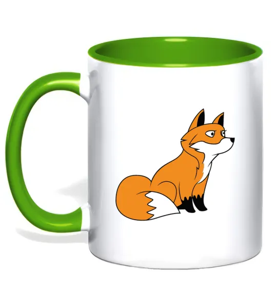 Чашка з кольоровою ручкою Лисичка Лаймовий фото