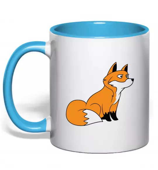 Чашка с цветной ручкой Лисичка Голубой фото