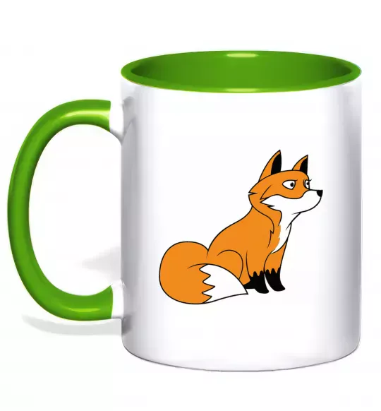 Чашка с цветной ручкой Лисичка Зеленый фото