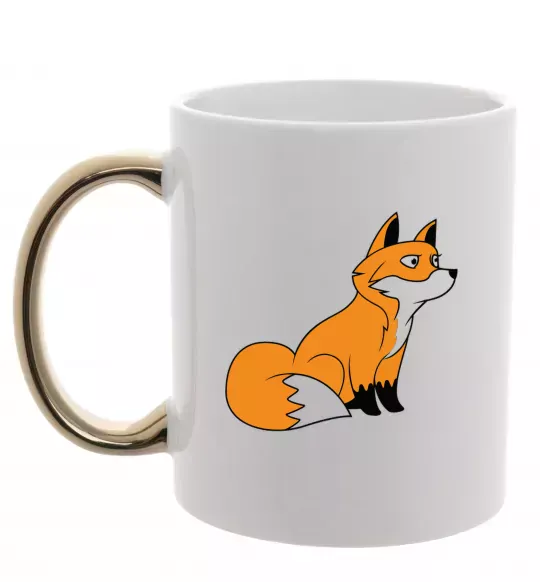 Чашка с цветной ручкой Лисичка Золото фото