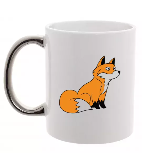 Чашка с цветной ручкой Лисичка Серебро фото