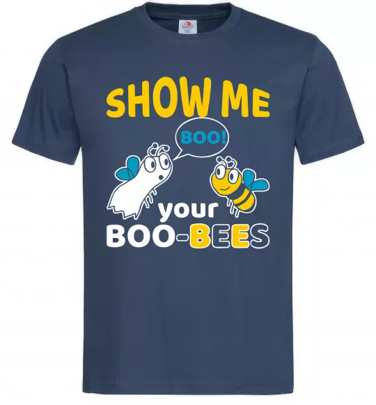 Мужская футболка Show me your boo-bees boo Темно-синий фото