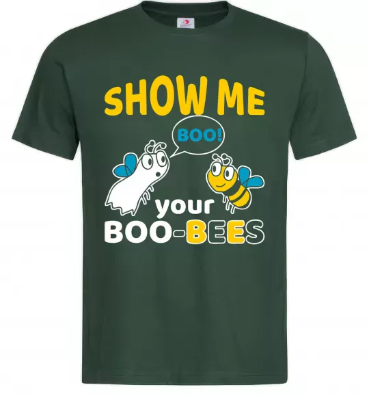 Мужская футболка Show me your boo-bees boo Темно-зеленый фото