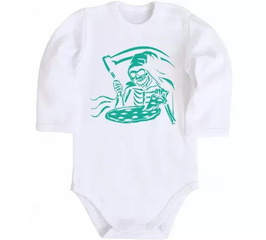 Детский боди Death eat pizza Белый фото