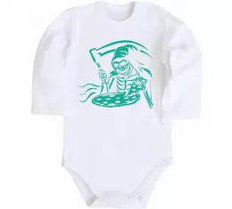 Детский боди Death eat pizza Белый фото