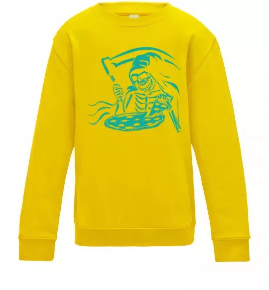 Дитячий світшот Death eat pizza Сонячно жовтий фото