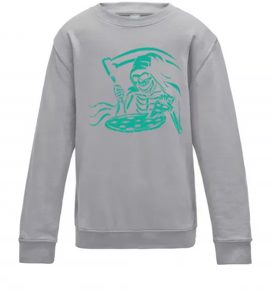 Дитячий світшот Death eat pizza Сірий меланж фото