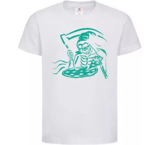 Детская футболка Death eat pizza Белый фото