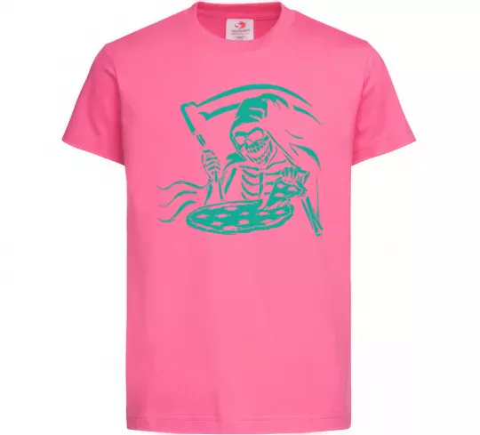 Детская футболка Death eat pizza Ярко-розовый фото