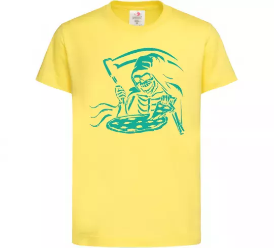 Детская футболка Death eat pizza Лимонный фото