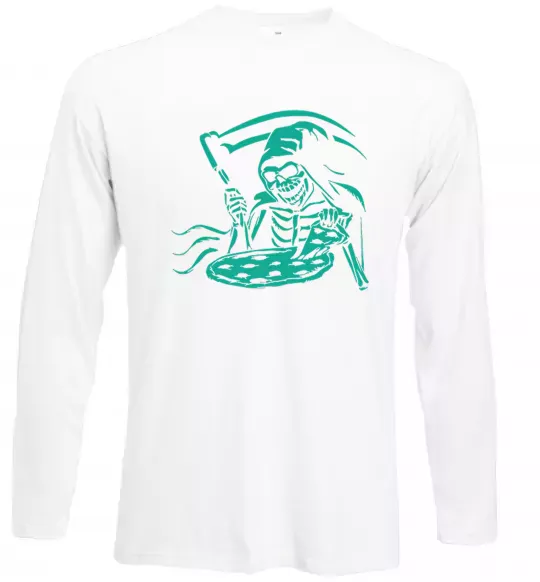 Лонгслів Death eat pizza Білий фото