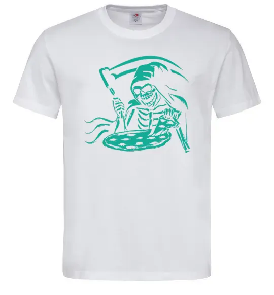 Чоловіча футболка Death eat pizza Білий фото