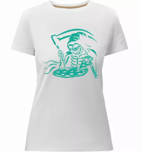 Женская премиум футболка Death eat pizza Белый фото