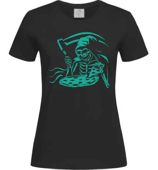 Женская футболка Death eat pizza Черный фото