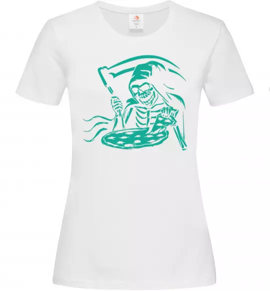 Женская футболка Death eat pizza Белый фото