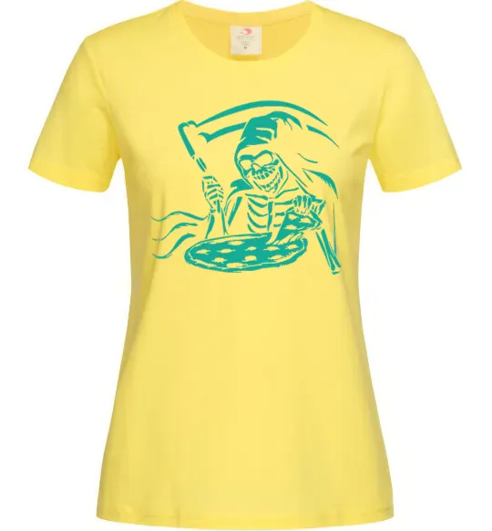 Женская футболка Death eat pizza Лимонный фото