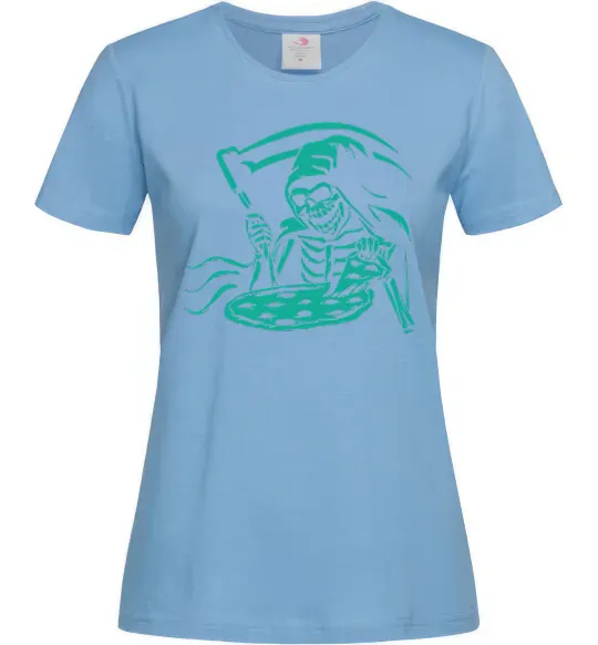 Женская футболка Death eat pizza Голубой фото