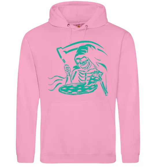 Мужская толстовка (худи) Death eat pizza Розовый фото