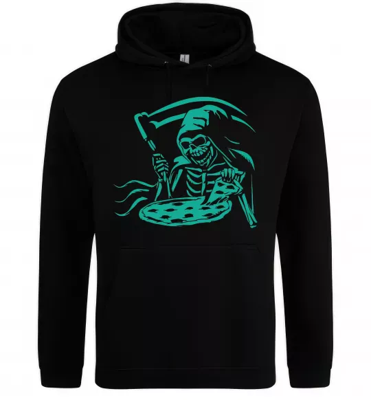 Чоловіча толстовка (худі) Death eat pizza Чорний фото