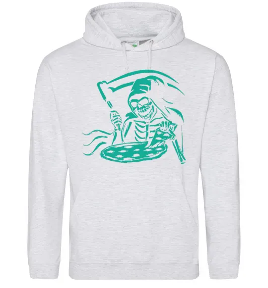 Чоловіча толстовка (худі) Death eat pizza Сірий меланж фото