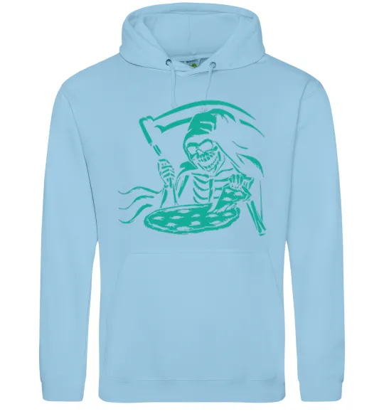 Мужская толстовка (худи) Death eat pizza Голубой фото