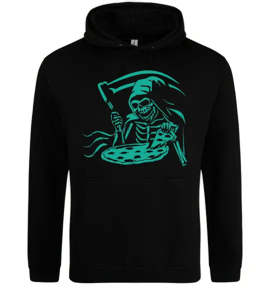 Женская толстовка (худи) Death eat pizza Черный фото