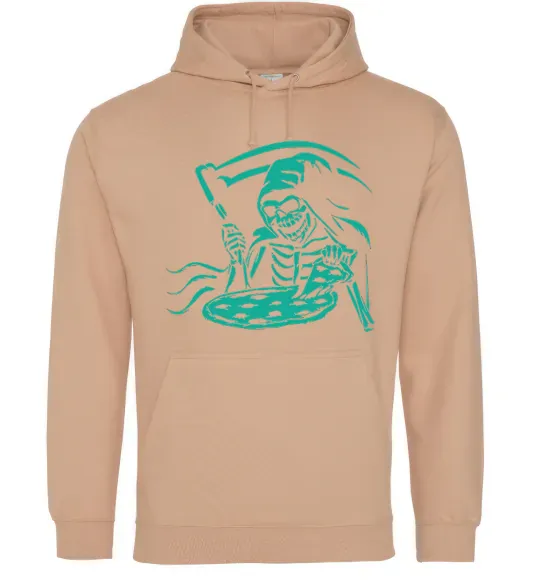 Женская толстовка (худи) Death eat pizza Песочный фото