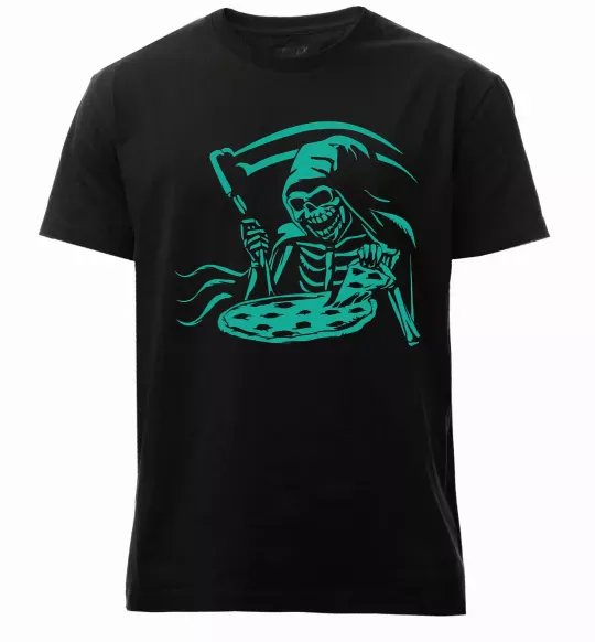 Чоловіча преміум футболка Death eat pizza Чорний фото