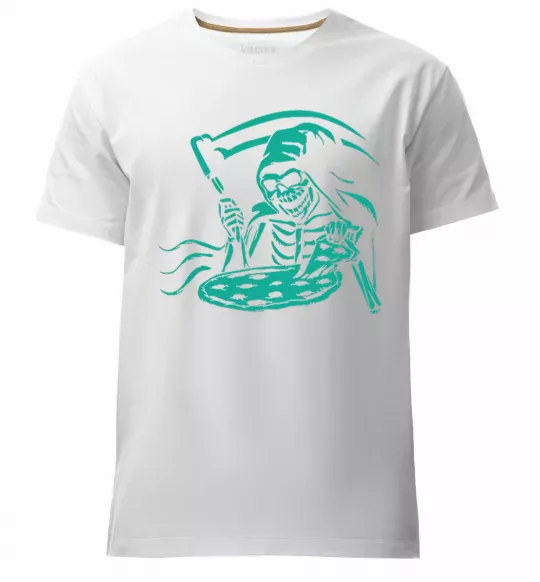 Чоловіча преміум футболка Death eat pizza Білий фото