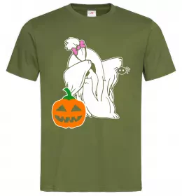 Мужская футболка Пес з паучком Оливковый фото