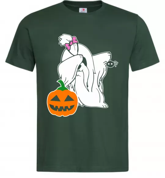 Мужская футболка Пес з паучком Темно-зеленый фото