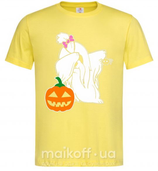 Чоловіча футболка Пес с паучком Лимонний фото