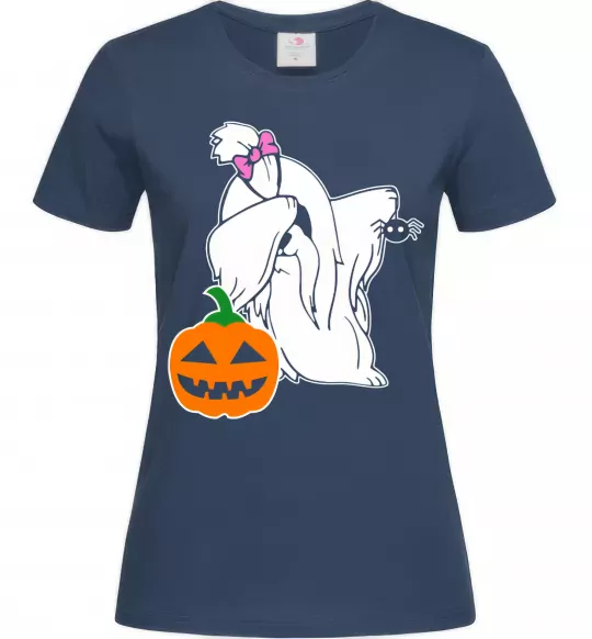 Жіноча футболка Пес з паучком Темно-синій фото