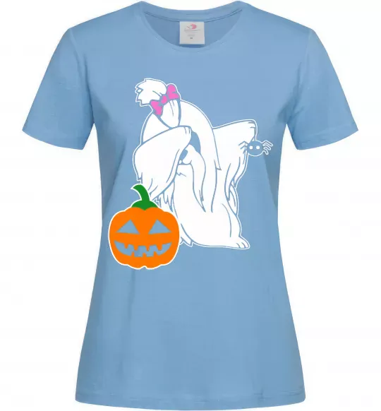 Жіноча футболка Пес з паучком Блакитний фото