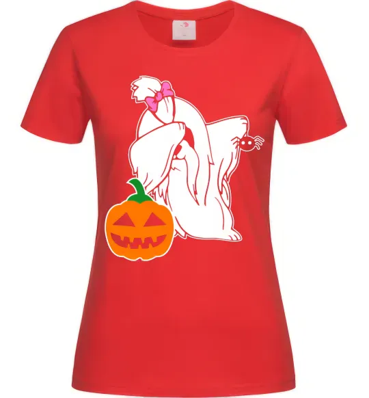 Жіноча футболка Пес з паучком Червоний фото