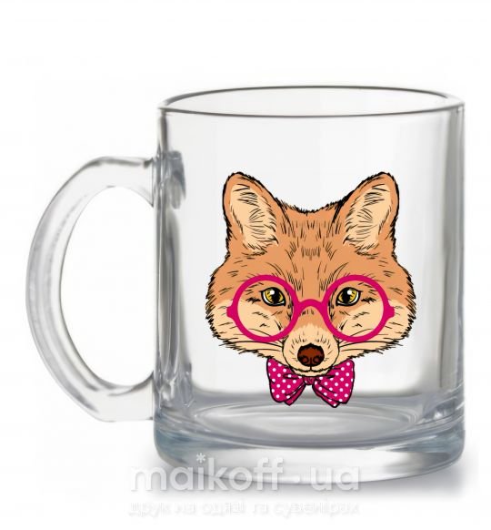 Чашка стеклянная Вежливый лис Прозрачный фото
