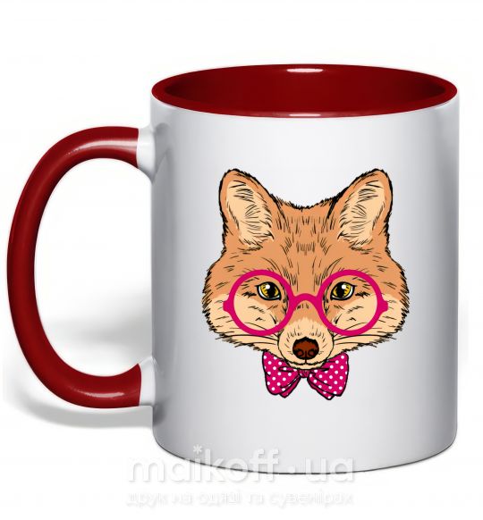 Чашка с цветной ручкой Вежливый лис Красный фото
