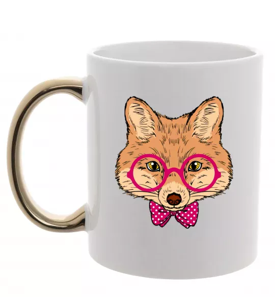 Чашка с цветной ручкой Ввічливий лис Золото фото