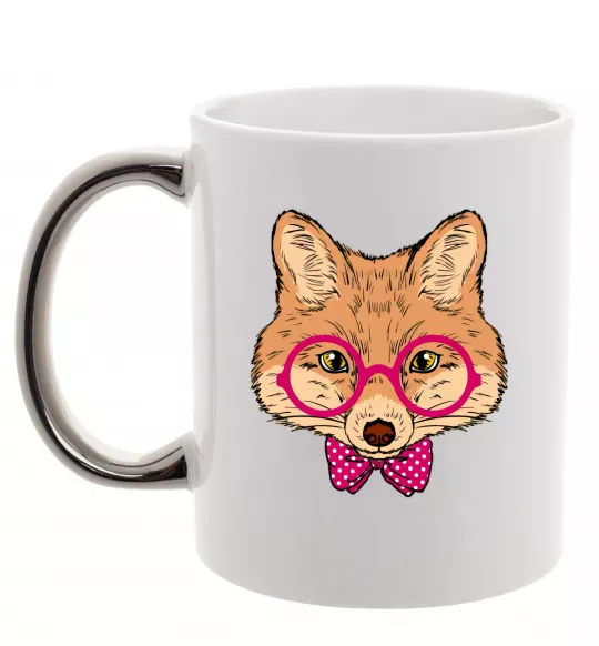 Чашка с цветной ручкой Ввічливий лис Серебро фото