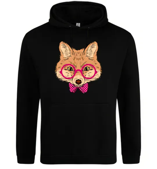 Женская толстовка (худи) Ввічливий лис Черный фото