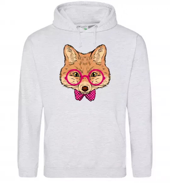 Женская толстовка (худи) Ввічливий лис Серый меланж фото