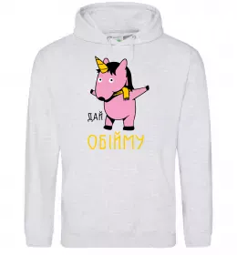 Мужская толстовка (худи) Unicorn love Серый меланж фото