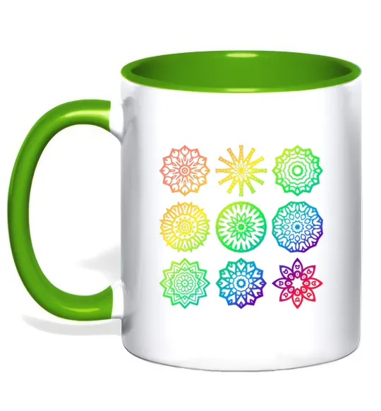 Чашка с цветной ручкой Йога принт Лаймовый фото